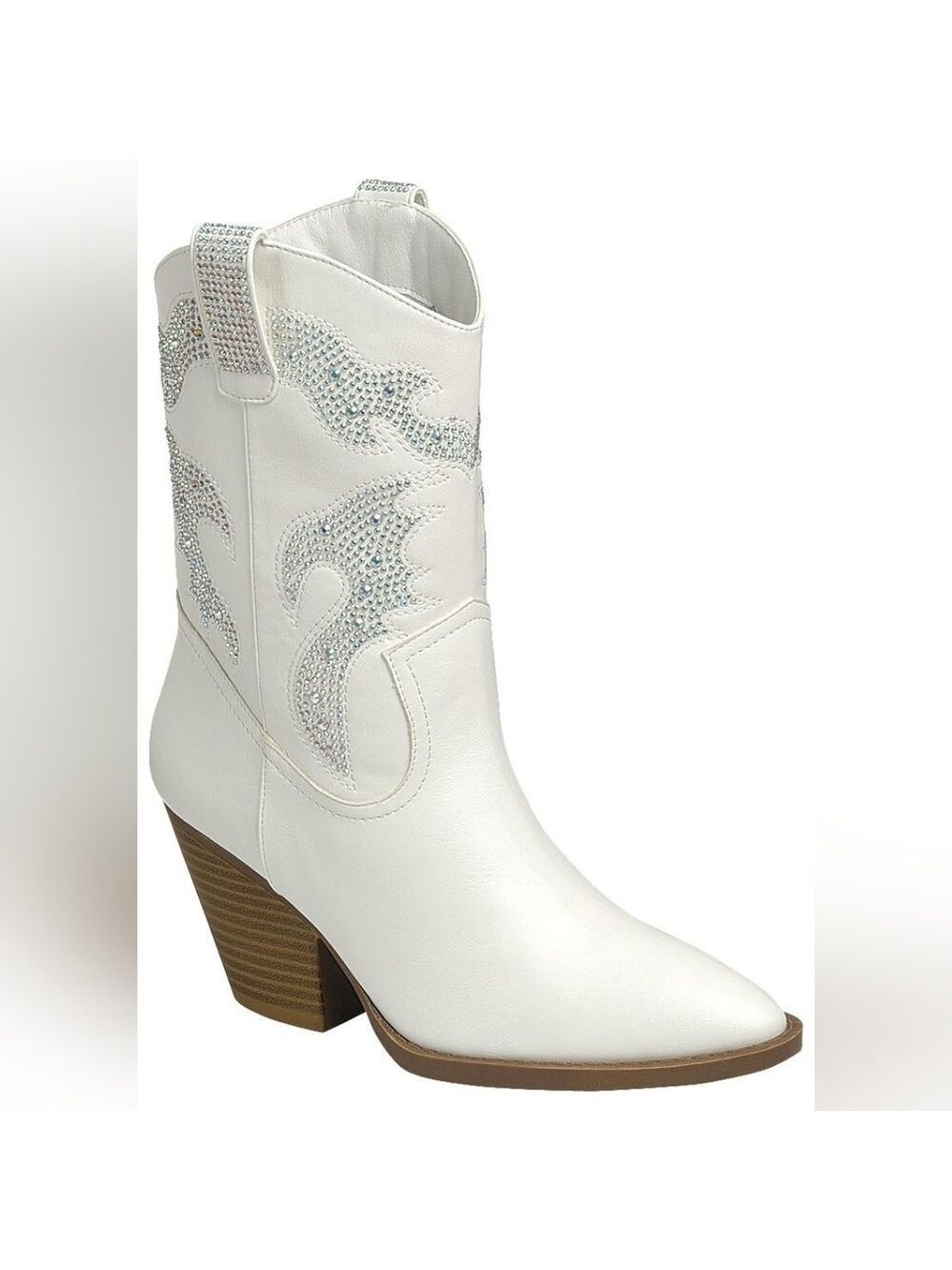 NWT White Rhinestone Western Boots Women Sizes 7 to 7.5